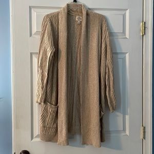 Long wheat colored cardigan size large